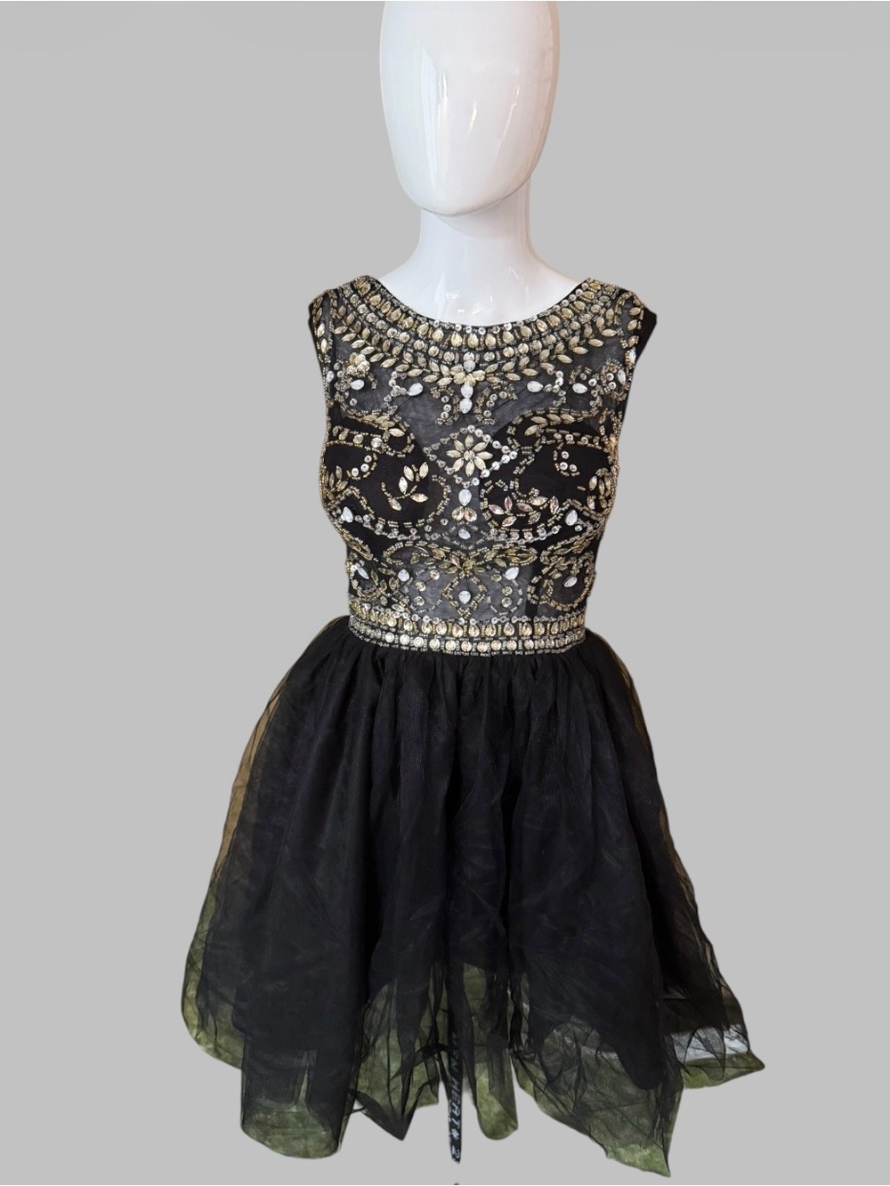 Black Embellished Beaded Cocktail Dress